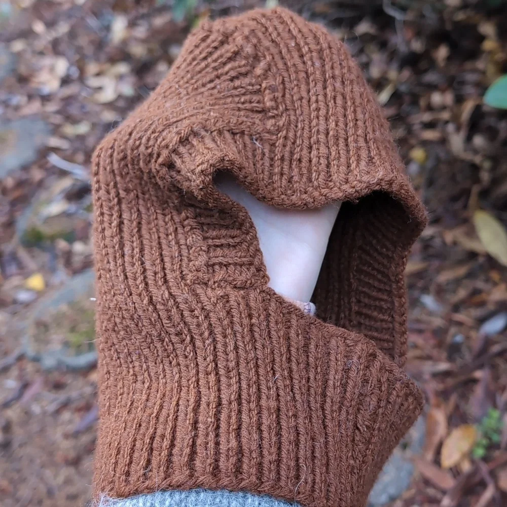 Hand Knit Balaclava In Brown